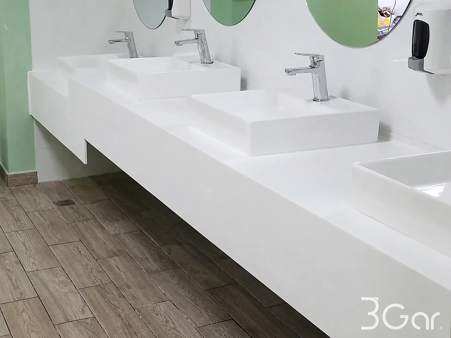 Cubierta de lavabo de superficie sólida con 2 niveles